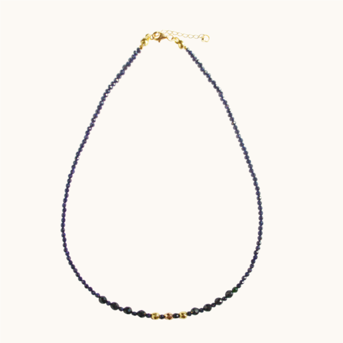 N59 Naszyjnik z turmalinów i agatów oraz srebra pozłacanego 24K