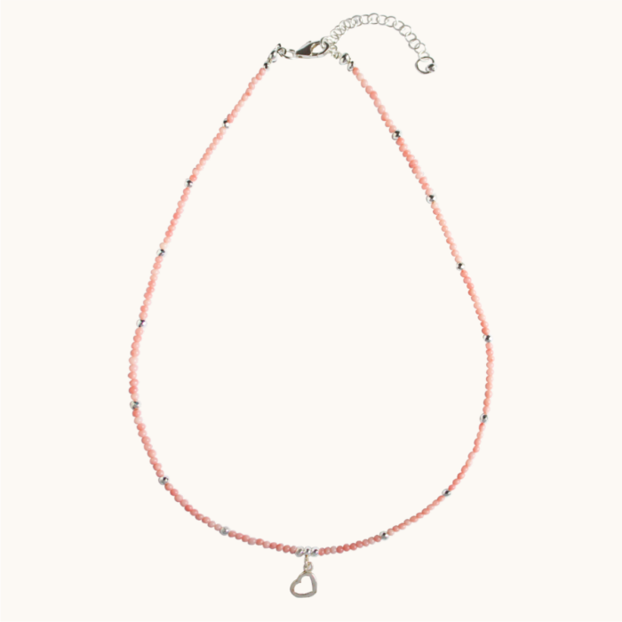 N40 Naszyjnik z korala i hematytów z zawieszką ze srebra Ag925