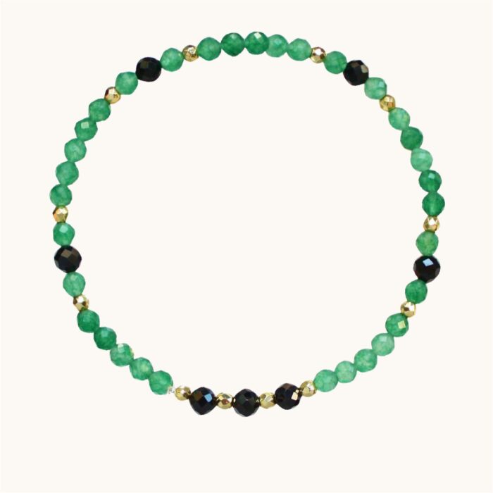 BDE64 Bransoletka elastyczna z turmalinów, szmaragdów i hematytów