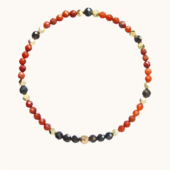 BDE65 Bransoletka elastyczna z jaspisów, spineli i hematytów