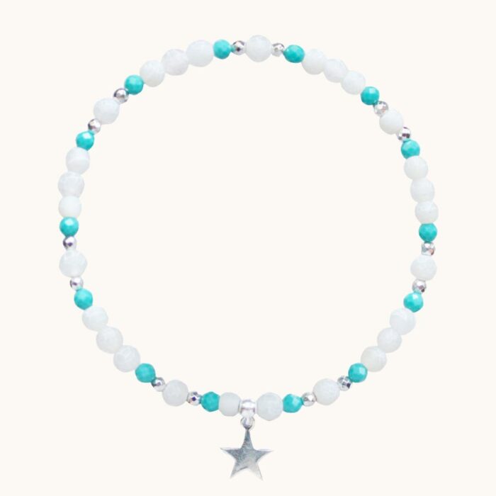 BDE71 Bransoletka elastyczna z agatów, magnezytów i hematytów oraz srebra