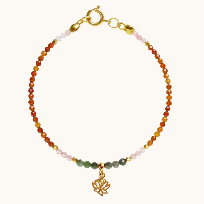 BDZ48 Bransoletka ze szmaragdów, granatów i kryształu górskiego oraz srebra pozłacanego 24K