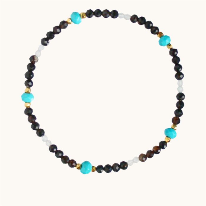 BDE93 Bransoletka elastyczna z agatów, magnezytów, akwamarynów i hematytów