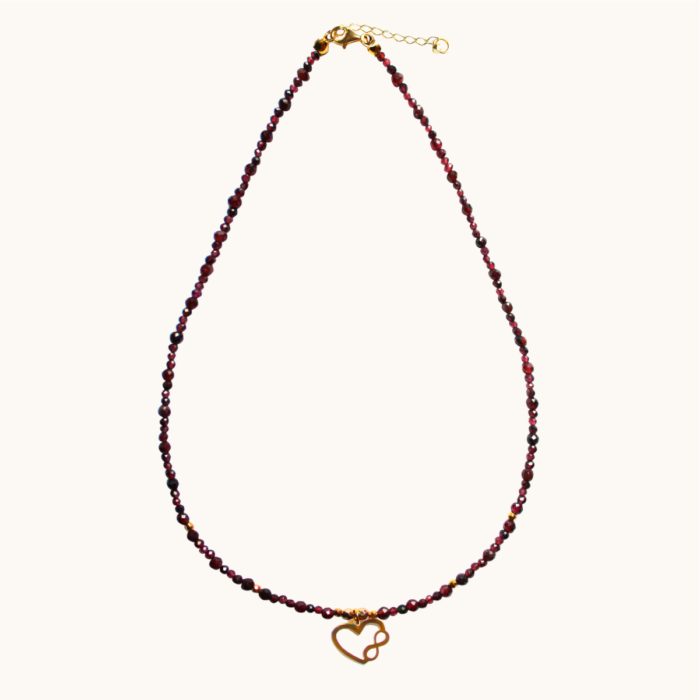 N44 Naszyjnik z granatów oraz srebra pozłacanego 24K