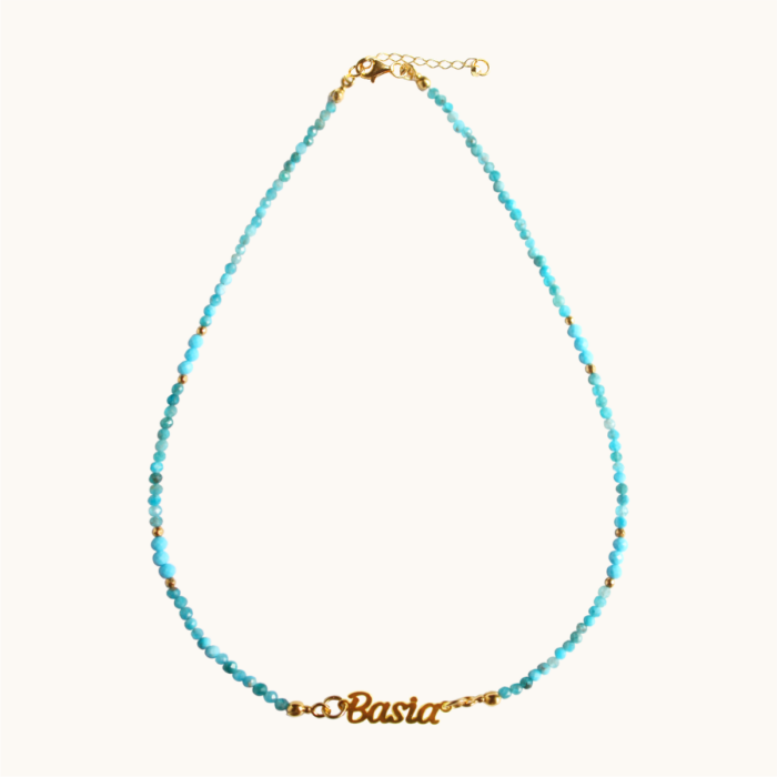 N56 Naszyjnik z apatytów, magnezytów oraz srebra Ag925 pozłacanego24K