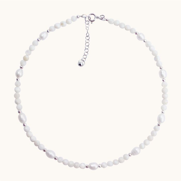 N63 Naszyjnik z pereł i srebra Ag925