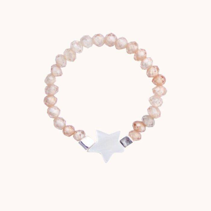 PE57 Pierścionek elastyczny z cyrkonii, masy perłowej i srebra Ag925