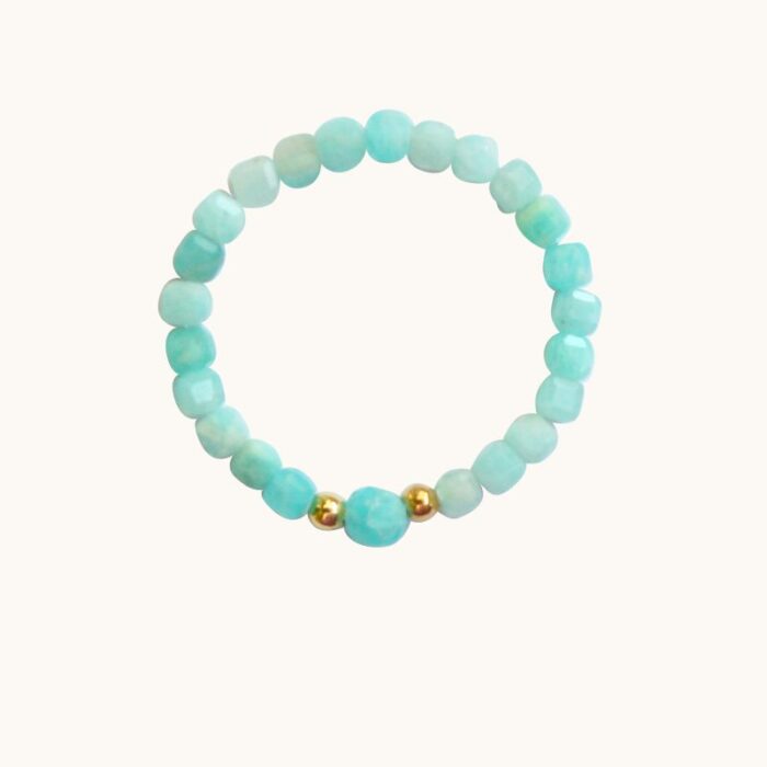 PE74 Pierścionek elastyczny z magnezytów i srebra pozłacanego 24K