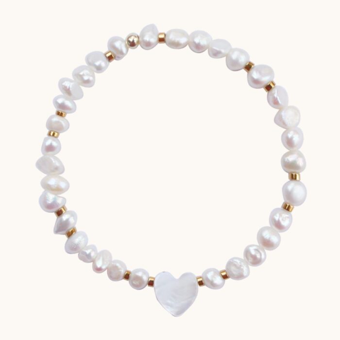 BDE101 Bransoletka z pereł i srebra pozłacanego 24K