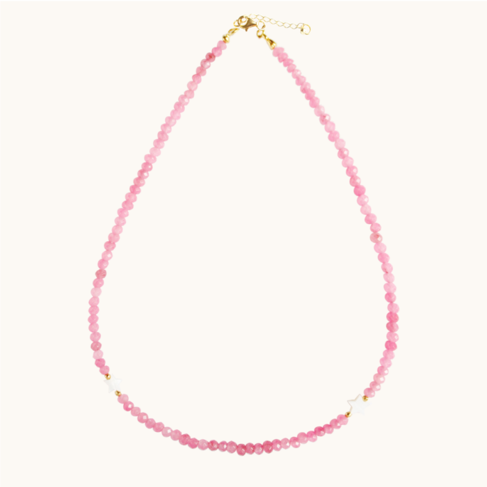 N71 Naszyjnik z agatów, masy perłowej oraz srebra pozłoconego 24K