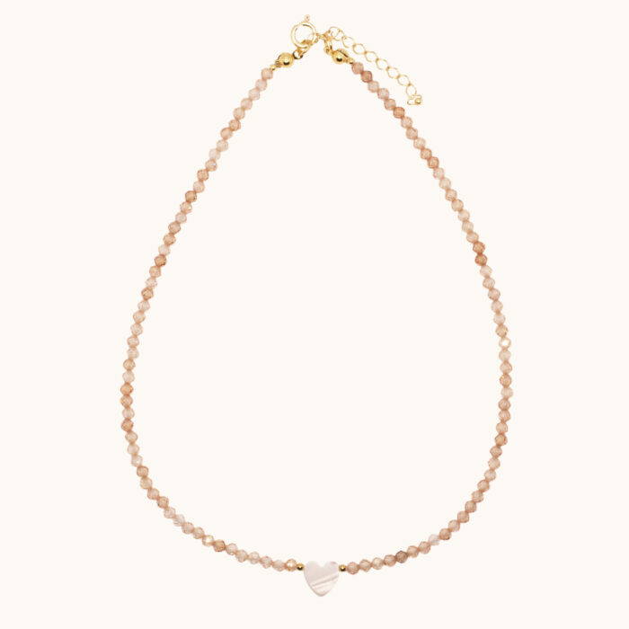 N70 Naszyjnik z cyrkonii i masy perłowej oraz srebra pozłoconego 24K