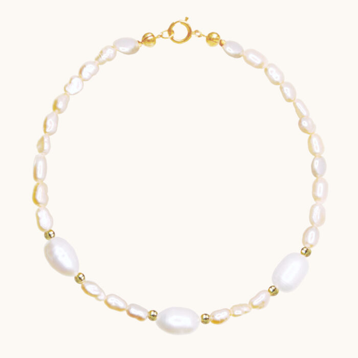 BDZ66 BRANSOLETKA Z PEREŁ ORAZ SREBRA Z 18K ZŁOTEM