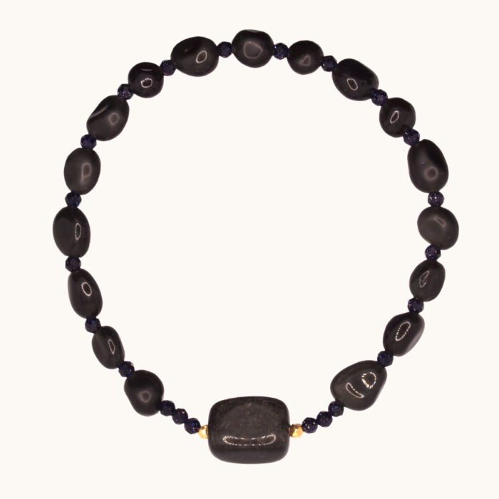 BDE110 Bransoletka elastyczna z obsydianów i agatów