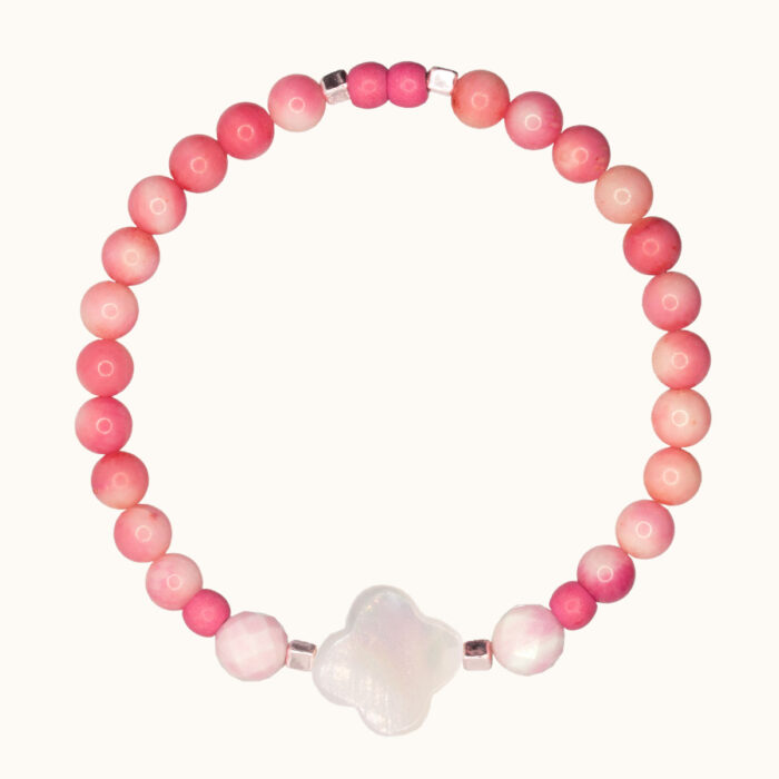 BDE111 Bransoletka elastyczna z howlitów i masy perłowej oraz ze srebra