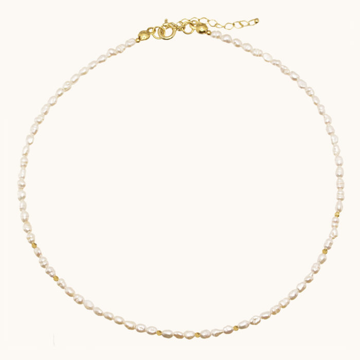 N76 Naszyjnik z pereł oraz srebra 925 z 18K złotem