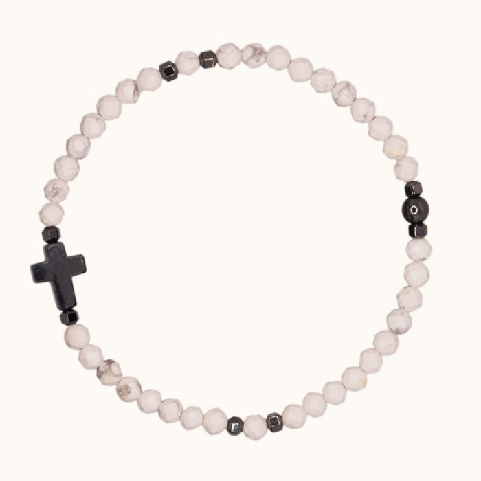 BDE115 Bransoletka elastyczna z howlitów i hematytów