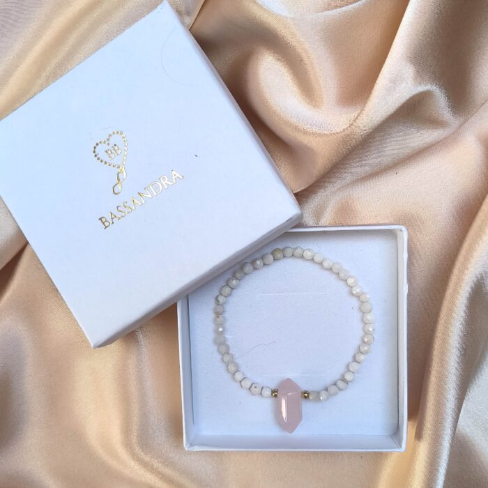 BDE125 Bransoletka z Akwamarynu i Kryształu górskiego oraz srebra z 18K złotem